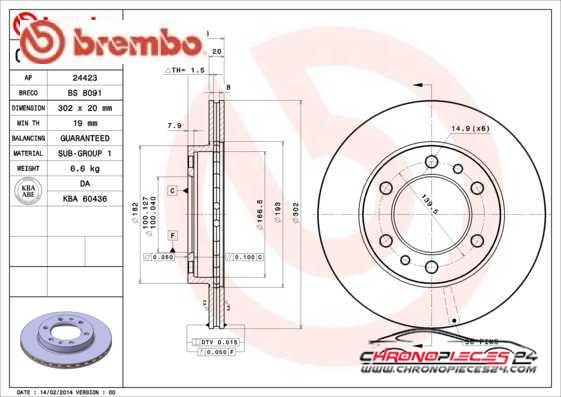 Achat de BREMBO 09.5679.10 Disque de frein pas chères