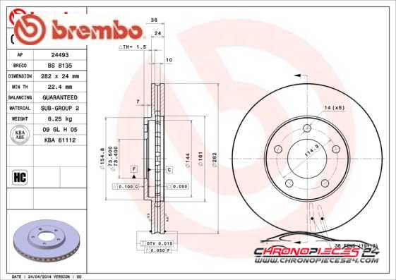 Achat de BREMBO 09.5801.10 Disque de frein pas chères