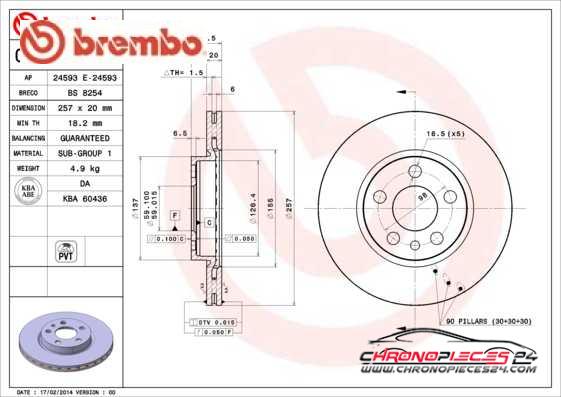 Achat de BREMBO 09.5870.34 Disque de frein pas chères