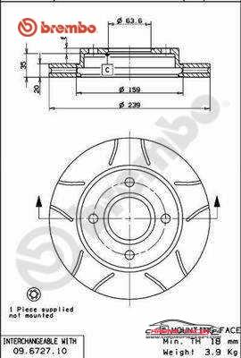 Achat de BREMBO 09.6727.77 Disque de frein pas chères