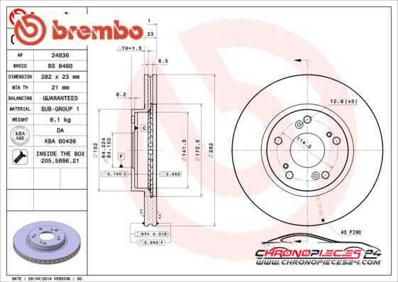 Achat de BREMBO 09.6752.20 Disque de frein pas chères