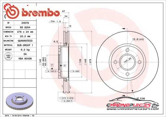 Achat de BREMBO 09.6766.10 Disque de frein pas chères