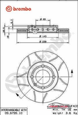 Achat de BREMBO 09.6799.75 Disque de frein pas chères