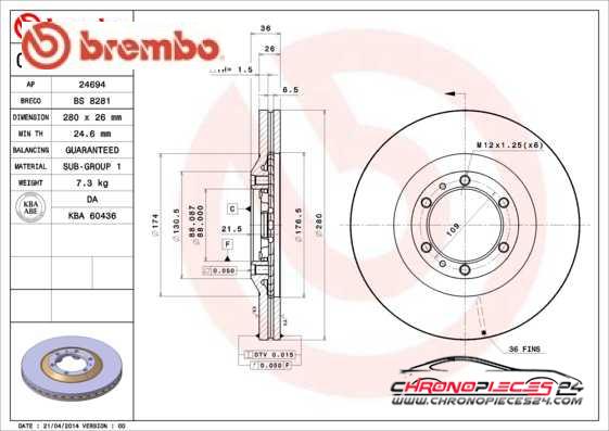 Achat de BREMBO 09.6866.20 Disque de frein pas chères