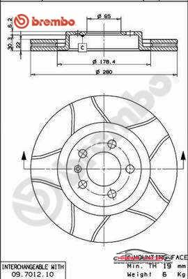 Achat de BREMBO 09.7012.75 Disque de frein pas chères