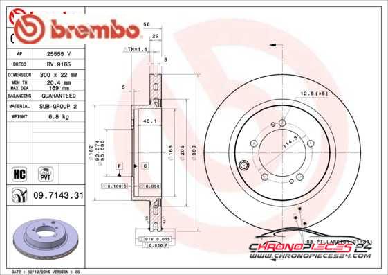 Achat de BREMBO 09.7143.31 Disque de frein pas chères