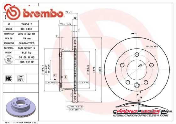 Achat de BREMBO 09.7314.24 Disque de frein pas chères