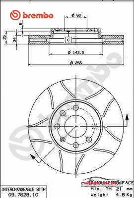 Achat de BREMBO 09.7628.75 Disque de frein pas chères