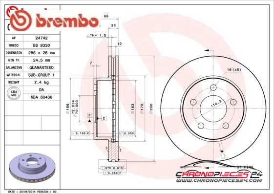 Achat de BREMBO 09.7652.10 Disque de frein pas chères