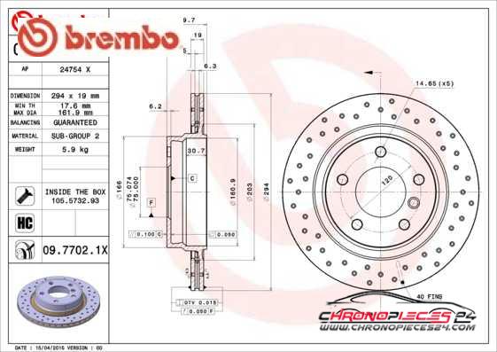 Achat de BREMBO 09.7702.1X Disque de frein pas chères