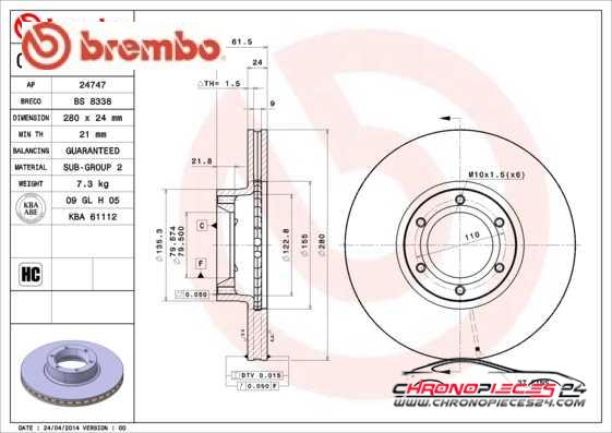 Achat de BREMBO 09.7717.10 Disque de frein pas chères