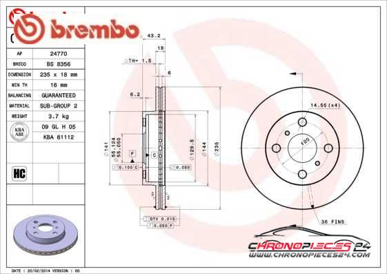 Achat de BREMBO 09.7825.10 Disque de frein pas chères