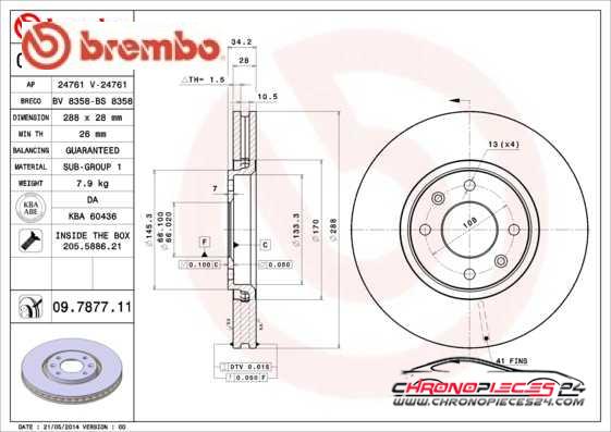 Achat de BREMBO 09.7877.11 Disque de frein pas chères