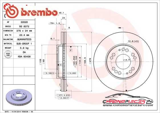 Achat de BREMBO 09.7939.10 Disque de frein pas chères