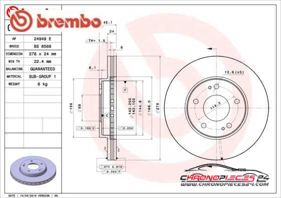 Achat de BREMBO 09.7939.24 Disque de frein pas chères