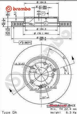 Achat de BREMBO 09.8411.11 Disque de frein pas chères