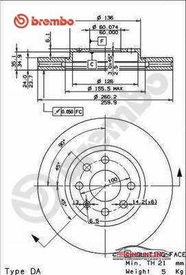 Achat de BREMBO 09.8601.75 Disque de frein pas chères