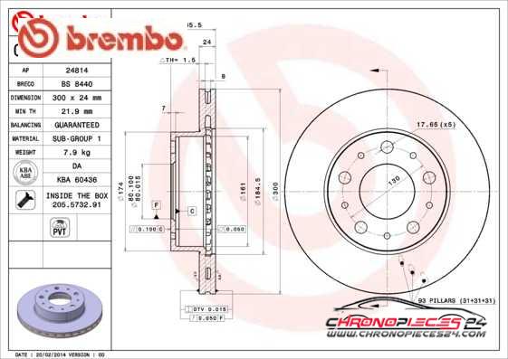 Achat de BREMBO 09.8932.10 Disque de frein pas chères