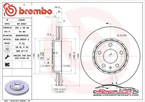 Achat de BREMBO 09.8937.10 Disque de frein pas chères