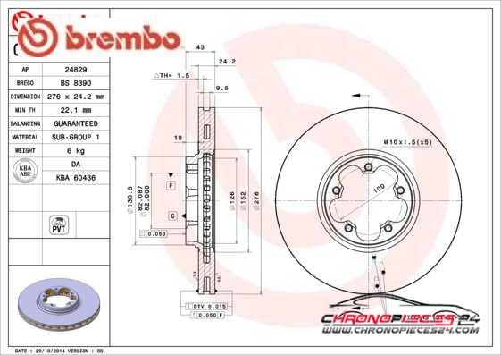 Achat de BREMBO 09.8960.10 Disque de frein pas chères