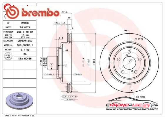 Achat de BREMBO 09.9147.10 Disque de frein pas chères