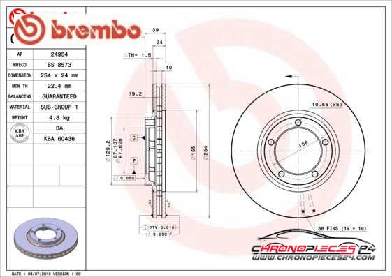 Achat de BREMBO 09.9149.10 Disque de frein pas chères