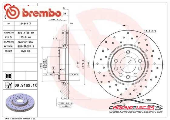 Achat de BREMBO 09.9162.1X Disque de frein pas chères