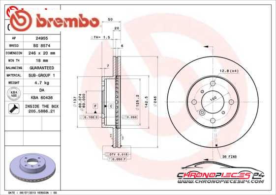 Achat de BREMBO 09.9350.10 Disque de frein pas chères