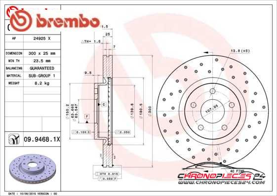 Achat de BREMBO 09.9468.1X Disque de frein pas chères