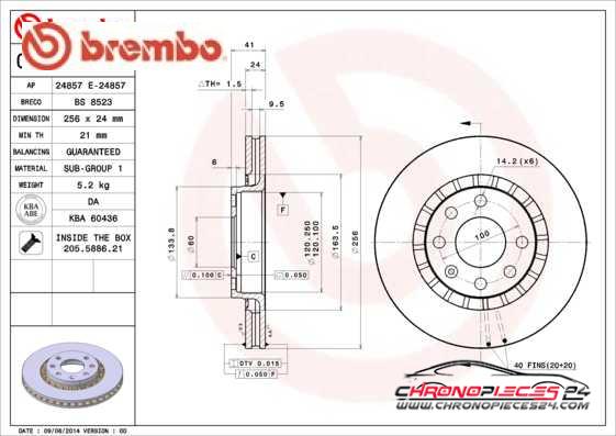 Achat de BREMBO 09.9608.24 Disque de frein pas chères