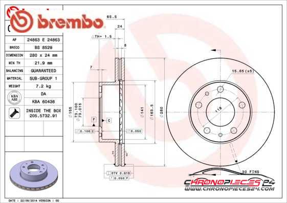 Achat de BREMBO 09.9614.14 Disque de frein pas chères