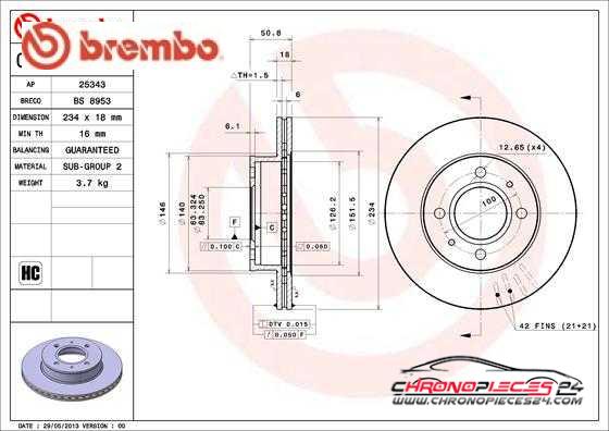 Achat de BREMBO 09.9753.21 Disque de frein pas chères