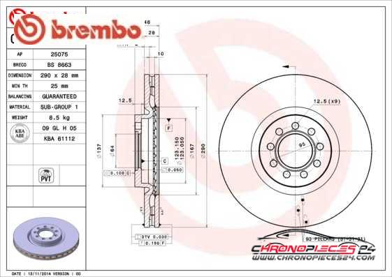 Achat de BREMBO 09.9760.10 Disque de frein pas chères