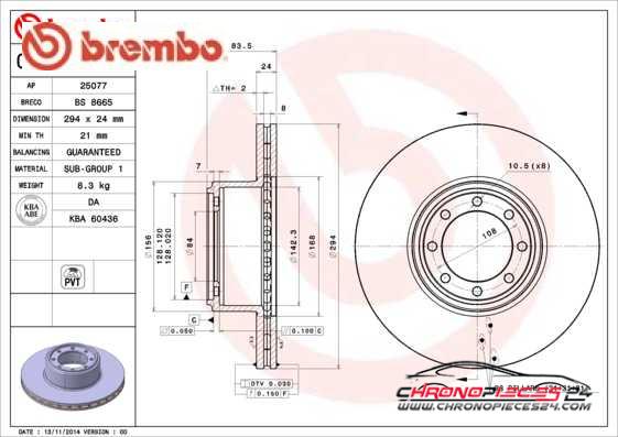 Achat de BREMBO 09.9761.10 Disque de frein pas chères