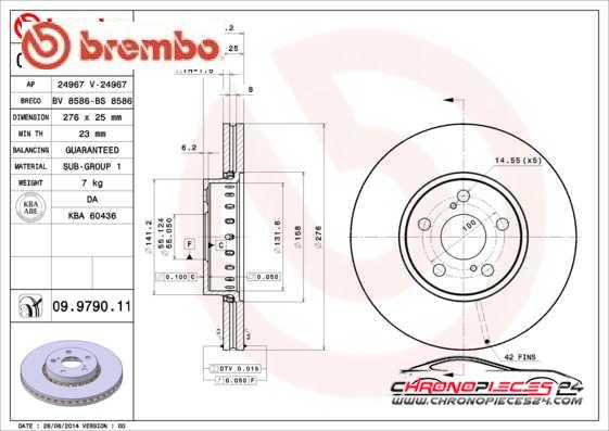 Achat de BREMBO 09.9790.11 Disque de frein pas chères