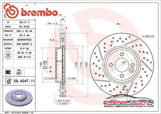 Achat de BREMBO 09.A047.11 Disque de frein pas chères