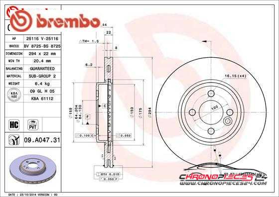 Achat de BREMBO 09.A047.31 Disque de frein pas chères