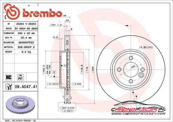 Achat de BREMBO 09.A047.41 Disque de frein pas chères