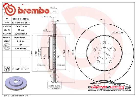 Achat de BREMBO 09.A109.11 Disque de frein pas chères