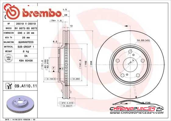 Achat de BREMBO 09.A110.11 Disque de frein pas chères