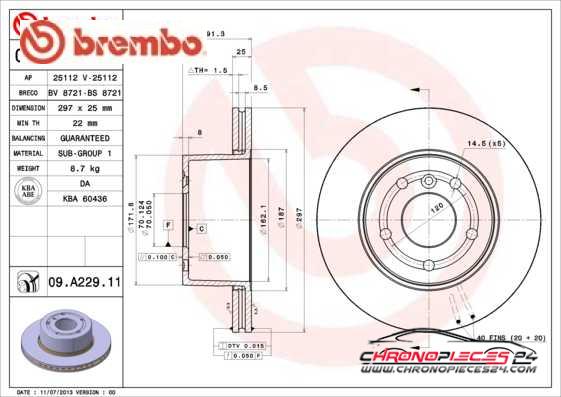 Achat de BREMBO 09.A229.11 Disque de frein pas chères