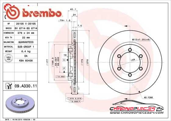 Achat de BREMBO 09.A330.11 Disque de frein pas chères