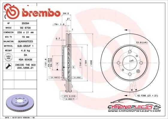 Achat de BREMBO 09.A357.10 Disque de frein pas chères