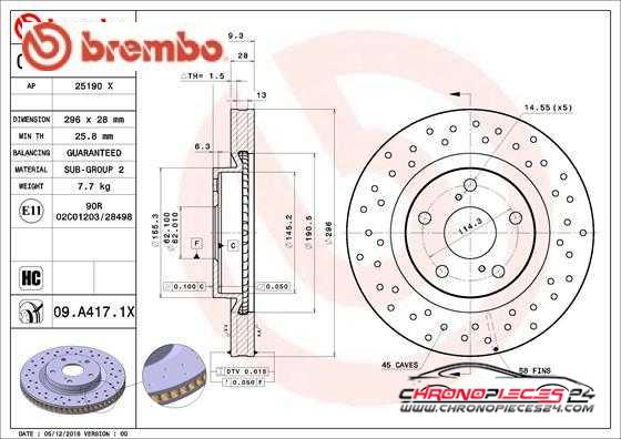 Achat de BREMBO 09.A417.1X Disque de frein pas chères