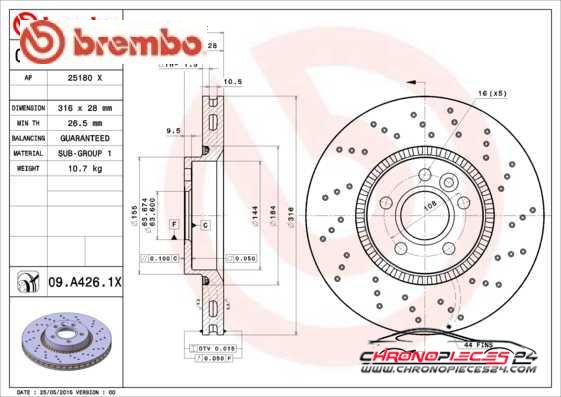 Achat de BREMBO 09.A426.1X Disque de frein pas chères