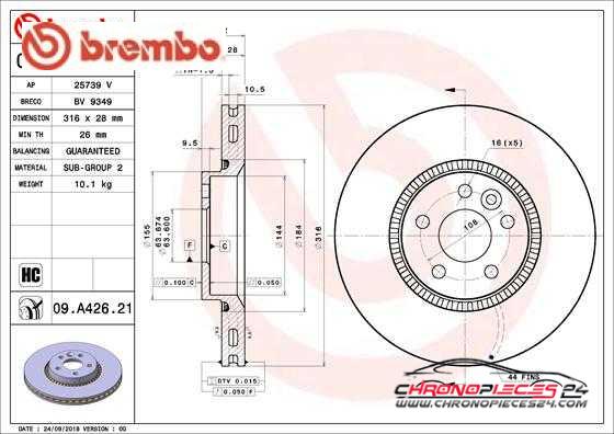 Achat de BREMBO 09.A426.21 Disque de frein pas chères