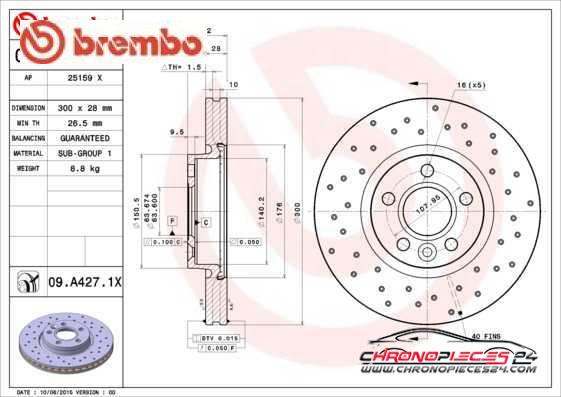 Achat de BREMBO 09.A427.1X Disque de frein pas chères