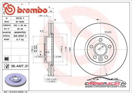 Achat de BREMBO 09.A427.31 Disque de frein pas chères