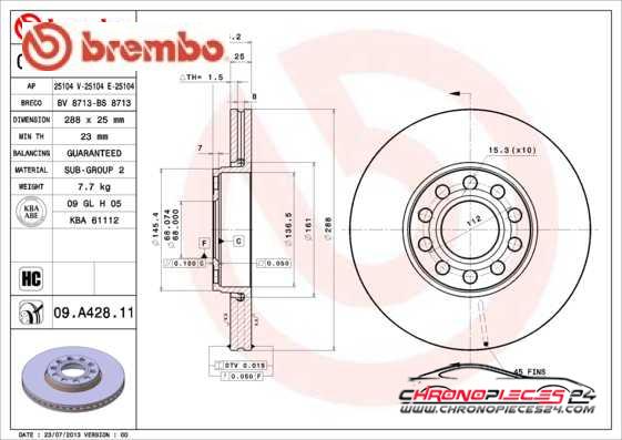 Achat de BREMBO 09.A428.11 Disque de frein pas chères