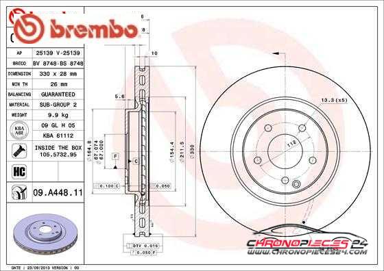 Achat de BREMBO 09.A448.11 Disque de frein pas chères